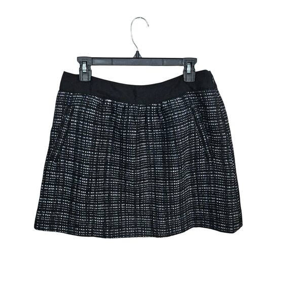 J. Crew Black Tweed Wool Mini Skirt Size 8 Medium Dark Academia Pockets - Picture 2 of 7